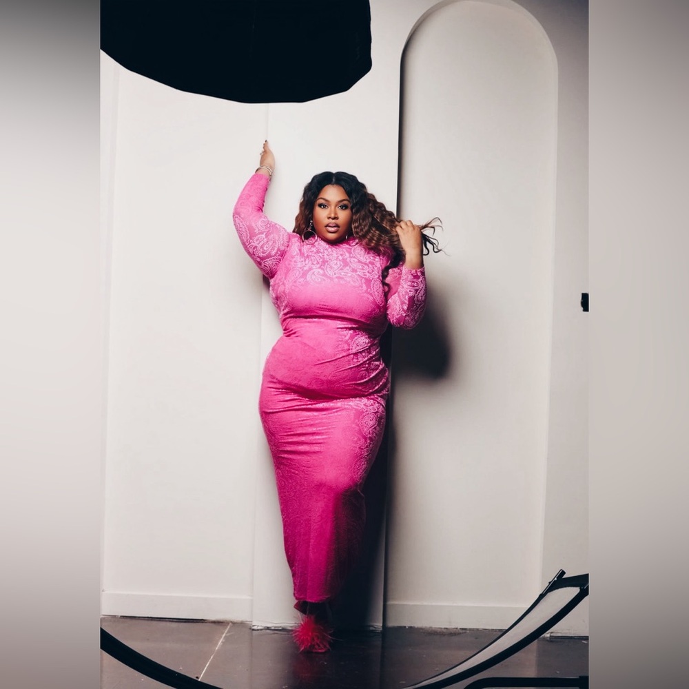 Pink Dress-pretty pattern and texture.